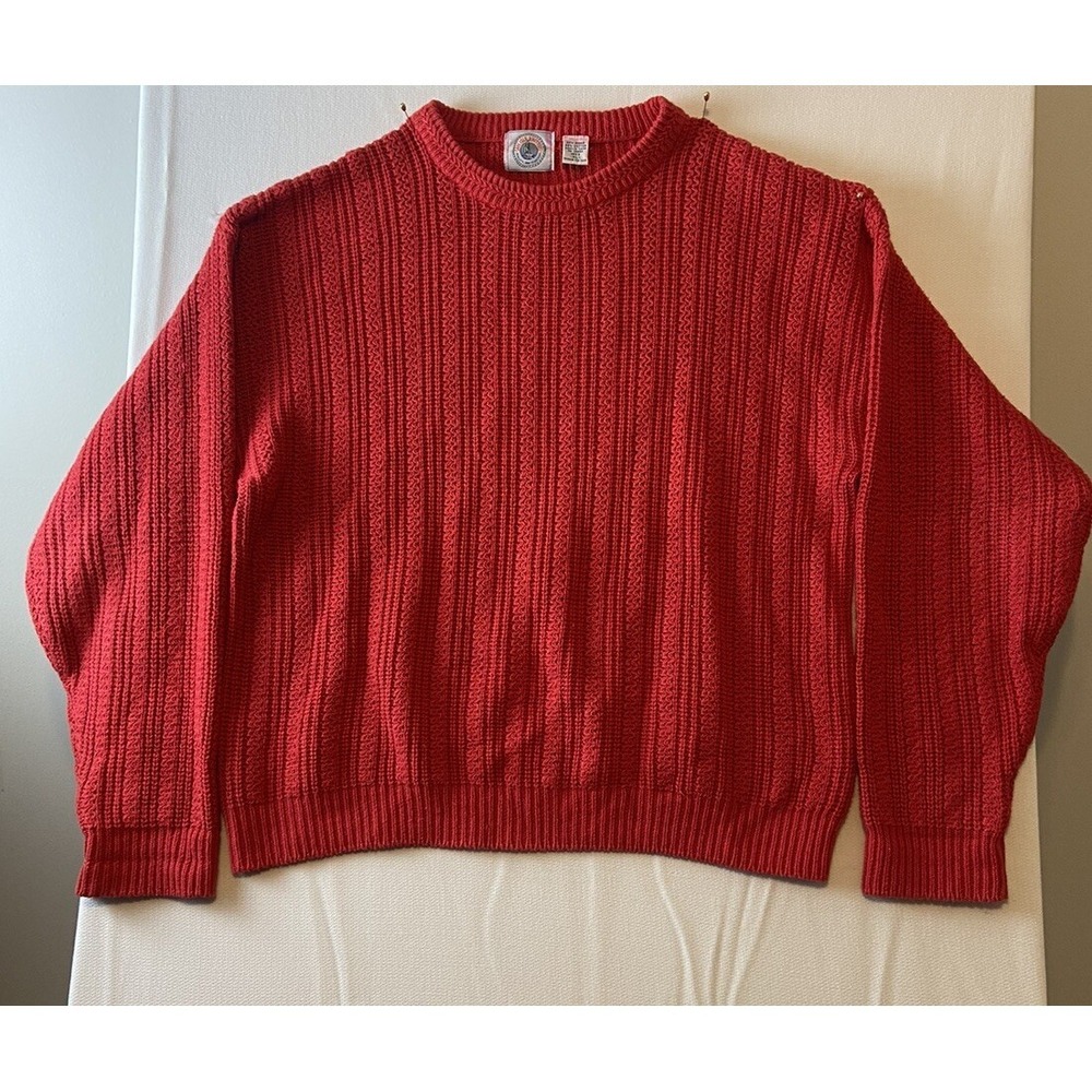 Cape Isle Knitters Sweater Mens XL  Red Textured Knit‎ Long Sleeve Vintage